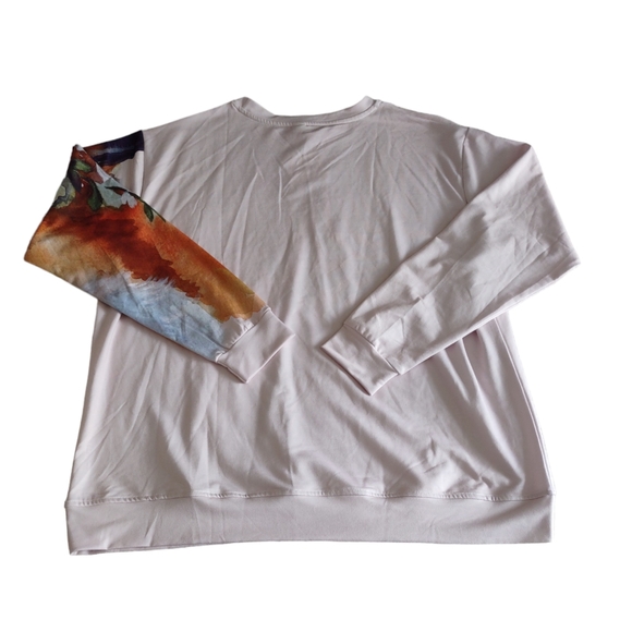 NWT Pixie Lady Size XL Floral Fox Print Pink Sweatshirt - Picture 2 of 12